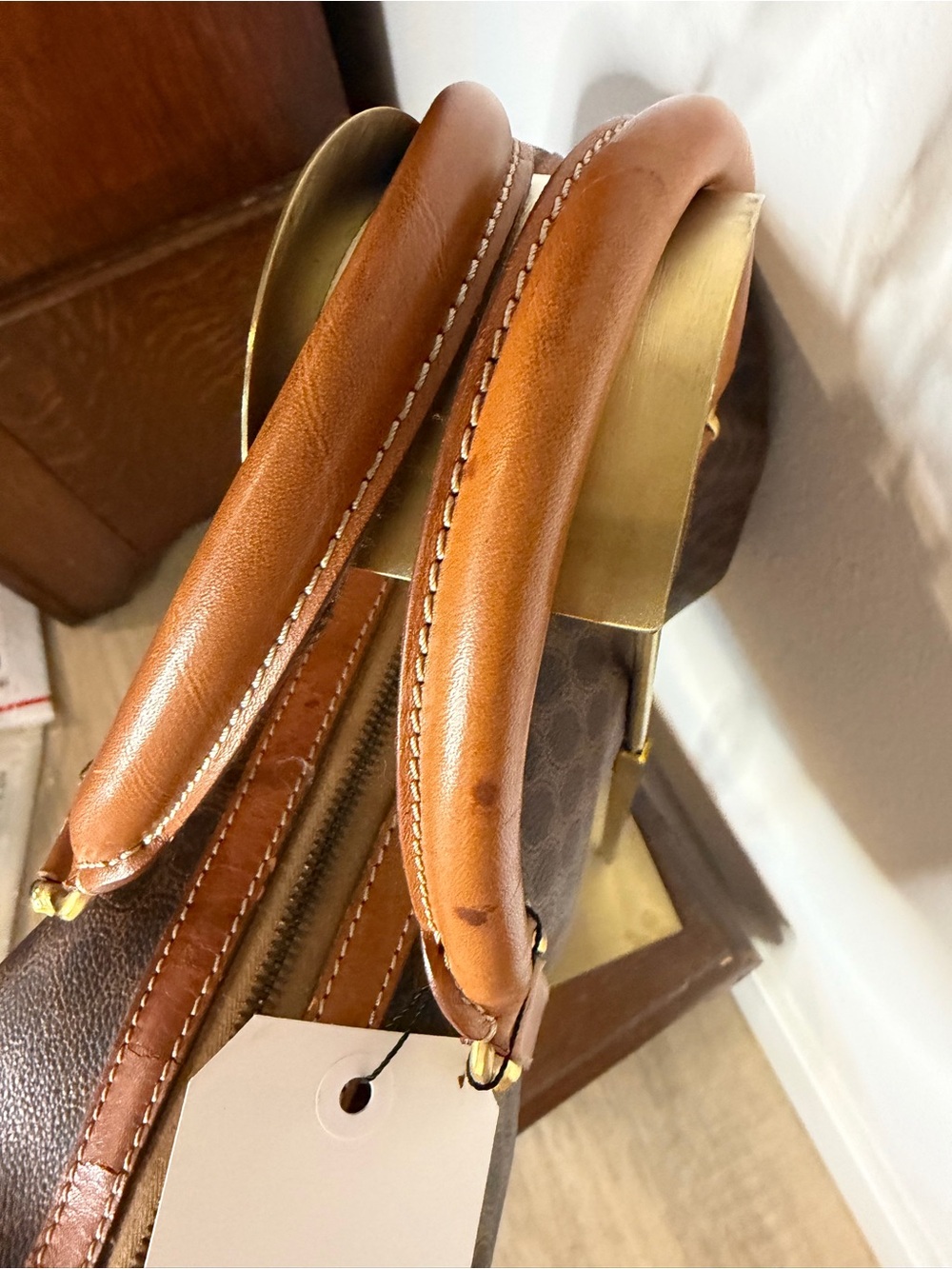 Celine Brown Monogram Boston with Tan Leather Trim - Picture 5 of 12